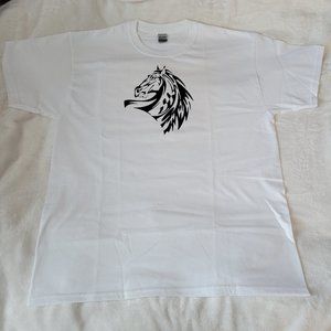 Horse Head Print Crew Neck T-Shirt